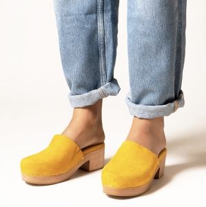 Charlotte Stone Martino Clogs 9 Ochre Yellow Suede